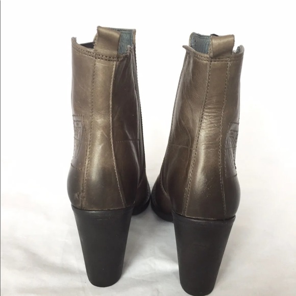 New G- Star Raw 33 01 GS Women Ankle Boot Block Heel Leather Grey Distressed 7 - Picture 8 of 11